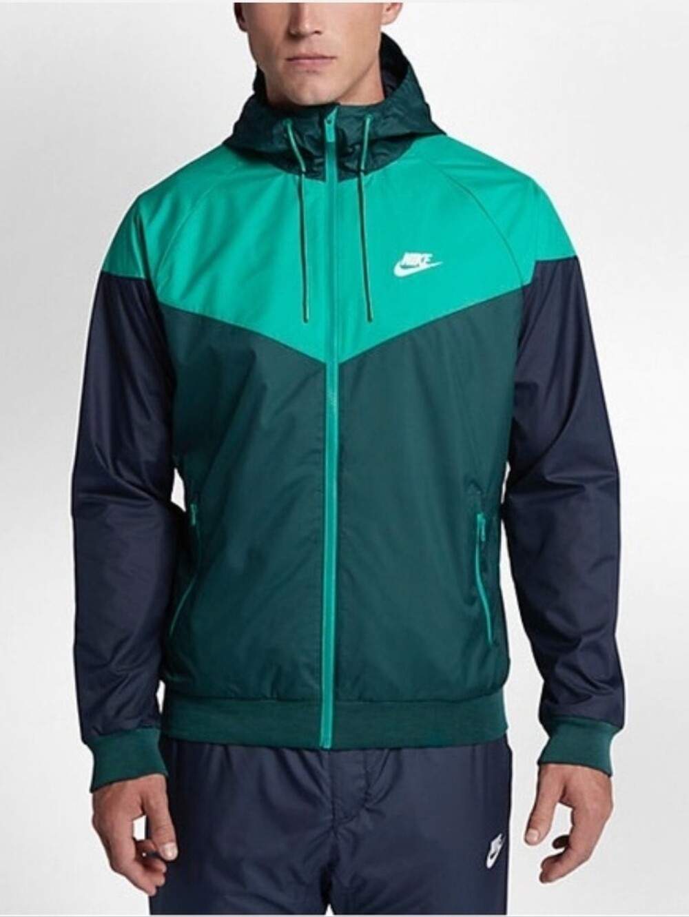 Nike Windrunner Hooded Jacket Mens Size XL Blue Teal Black Full Zip